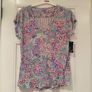 NWT a.n.a Multicolor Paisley V-Neck Tee